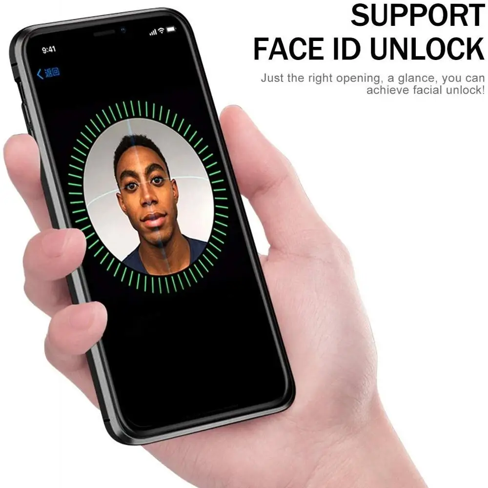 Магнитный адсорбционный чехол для iPhone 11 Pro Max XS XR X двухсторонний металлический из