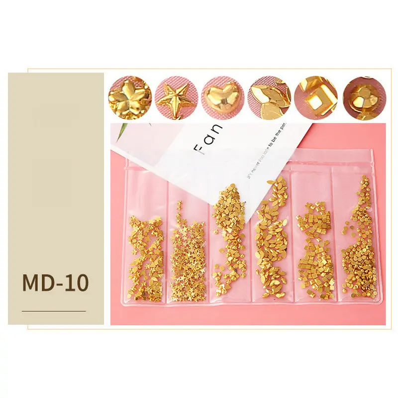 Металлические стразы блестящие патчи для ногтей заклепки 6 ячеек аксессуары