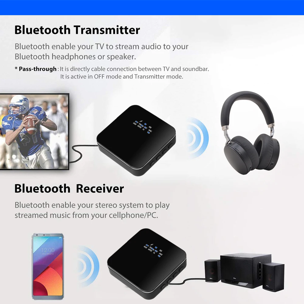 Bluetooth Audio адаптер приемопередатчика 3 5 мм AUX RCA Jack Hifi беспроводной и микрофон