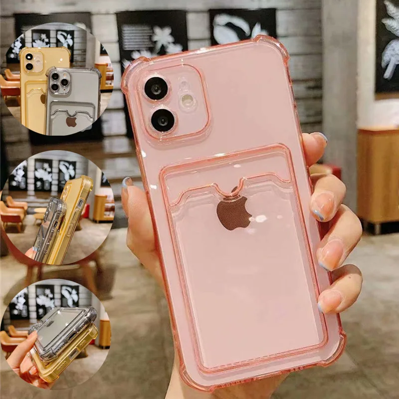 

Fashion Silicone Wallet Card Holder Case for Huawei P50 Pro P40 P30 Mate 40 Nova 8 7 6 5G Clear Back Covers Soft TPU Protector