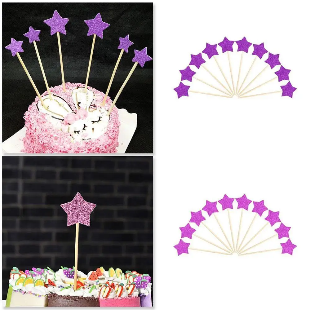 10 шт. блестящие звезды для выпечки тортов топперы кексов украшения разных