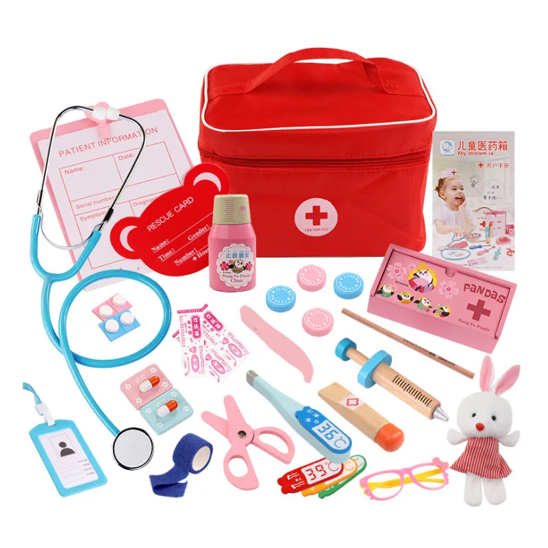 

Children Pretend Toy Set Durable Nurse Injection Tool Wooden Simulation Medicine Box Sturdy Gift Case,NO.2
