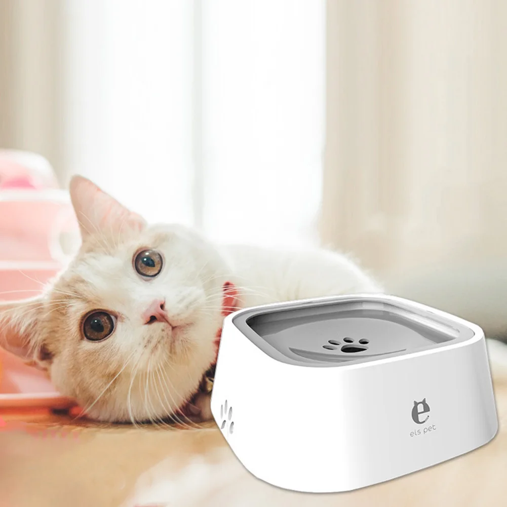 

1.5L Dog Drinking Water Bowl Floating Non-Wetting Mouth Cat Feeder Without Spill ABS Plastic Puppy Drinker Water Dispenser Dish