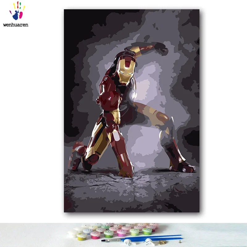 DIY colorings pictures painting by numbers with colors Spiderman flash picture Batman drawing paint by numbers framed Super hero - Цвет: 4042