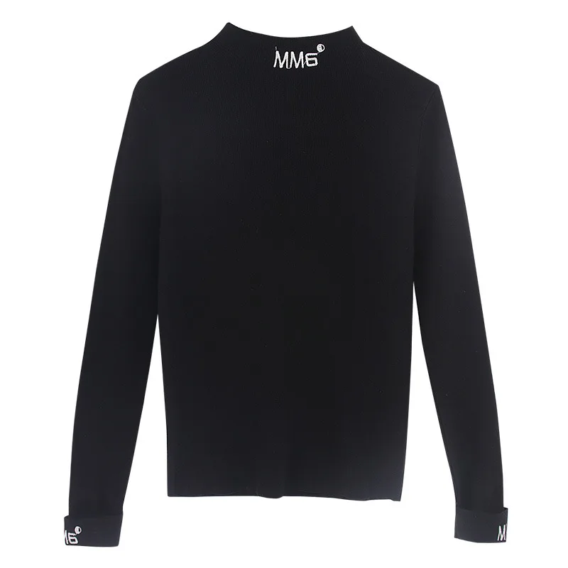 

Women knitting sweater long sleeves curled O-neck collar female Casual Solid fashion thin pullover Ladies winter Bottoming shirt