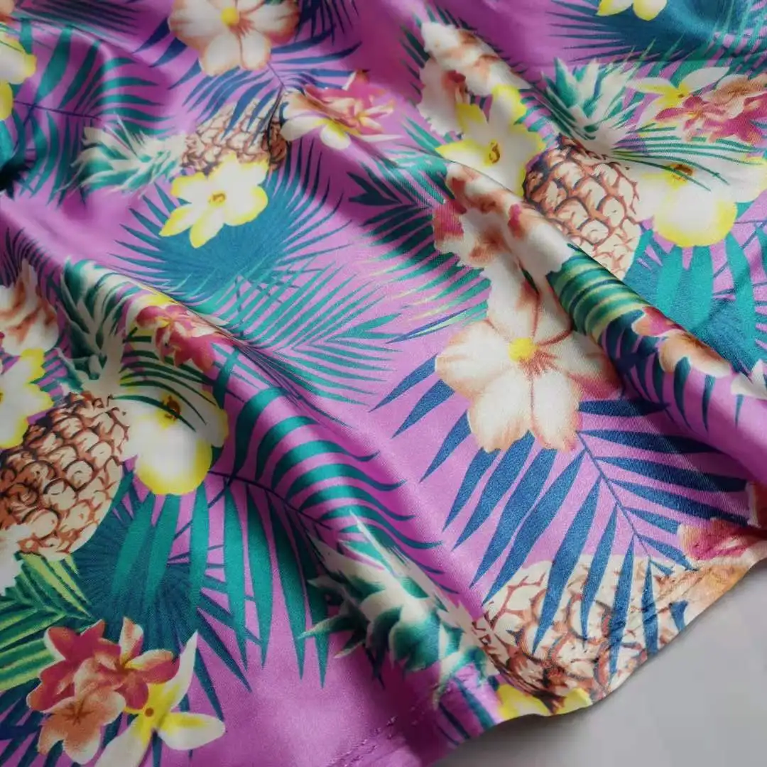 

Hawaii Flower Print Polyester Satin Soft Craft Sewing Sateen Tilda Scarf Fabric