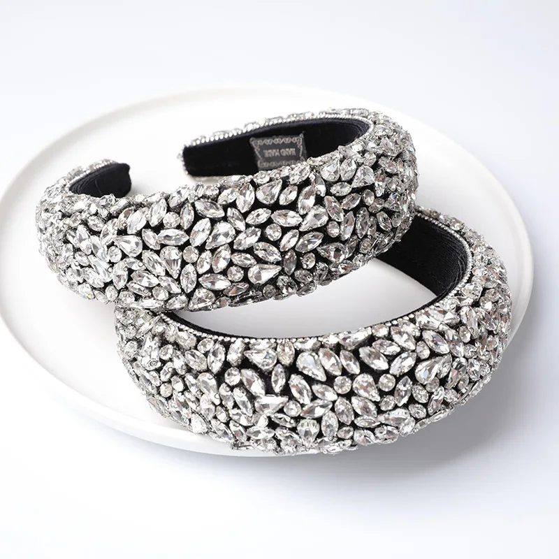 

Sparkly Full Crystal Headbands Padded Diamond Rhinestone Hairbands For Women Girls Luxury Wedding Bridal Hair Accessories