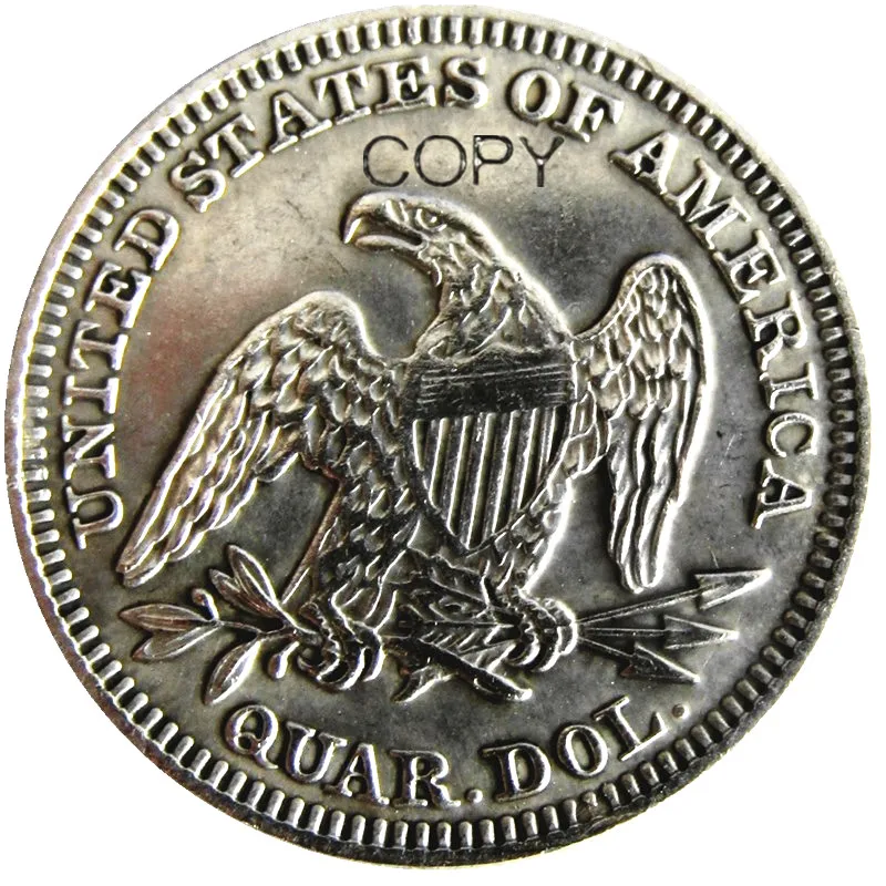 

US 1855 P/S/O Seated Liberty Quater Dollar Silver Plated Copy Coin