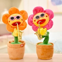 electric sunflower stuffed plush doll 120 songs saxophone dancing singing sunflower toys stuffed plush toy for kid