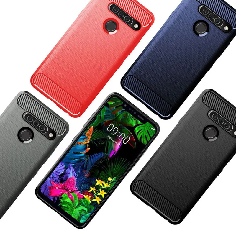 Для LG G8 чехол ThinQ + закаленное стекло мягкий из ТПУ силикон углеродное волокно