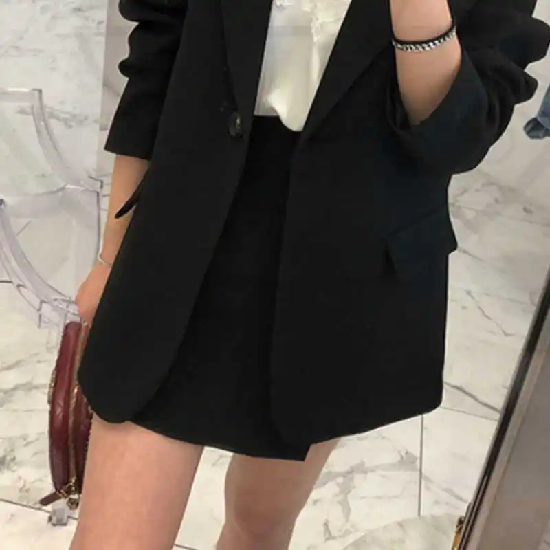 

LANMREM 2021 Autumn New Casual Fashion Women Loose Solid Color Single Button Blazer Coat Shorts Separately Purchase TC809