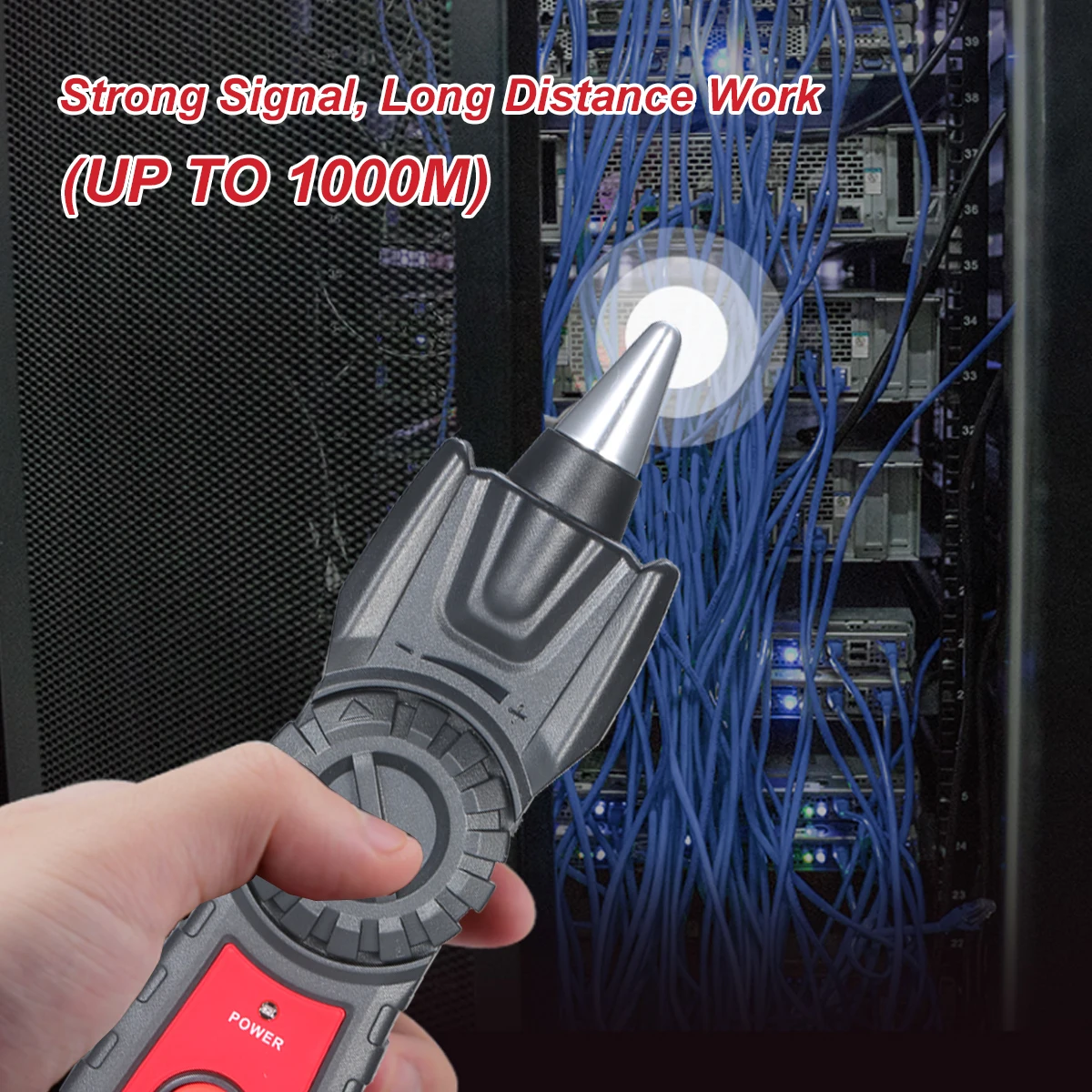 Portable Wire Tracker Multifunctional RJ11 RJ45 Cable Tester Telephone & Network Line Finder with Headphone Jack LED Light