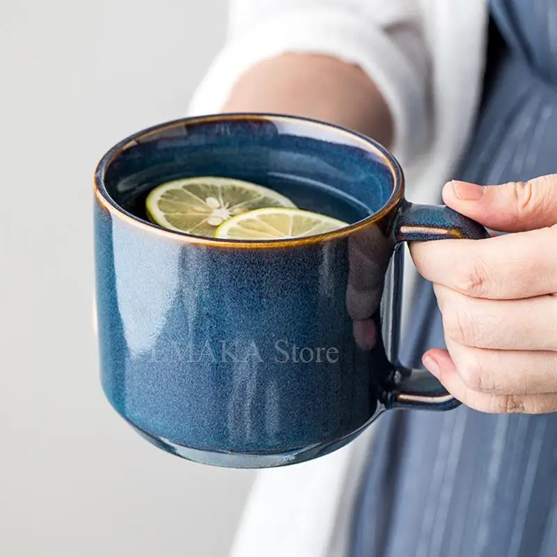 

Креативная простая индивидуальная трендовая синяя кружка, высококлассная керамическая кружка, кофейная чашка, красивая кружка для дома и о...