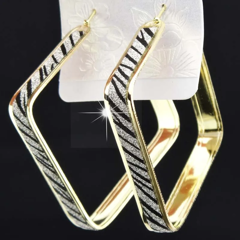 sqaure zebra gold Лидер продаж, модные женские серьги-кольца с принтом зебры из матового серебра, большие вечерние ювелирные изделия, женские серьги в подарок - Окраска металла: sqaure zebra gold