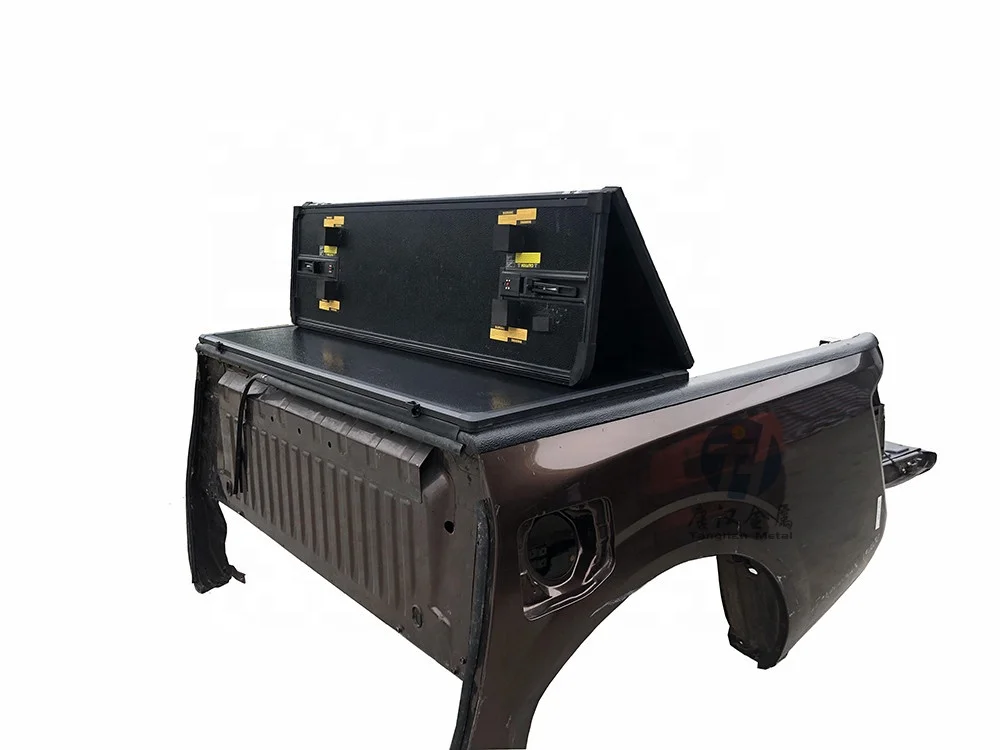 

Pickup truck bed waterproof hand control hard tri folding tonneau cover For Nissan Navara NP300 exterior 4x4 accessories