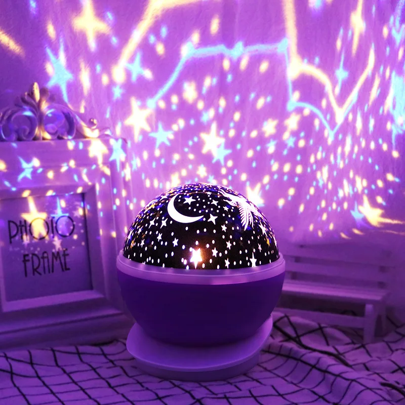 2pcs Romantic Starry Star Master Projector Light Moon Sky Rotating Night Projection Lamp for Children Baby Bedroom Gift | Лампы и