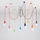 Разноцветная люстра в форме паука, силиконовый Светильник E27 для детской комнаты, светодиодная подвесная Подвесная лампа, украшение для гостиной