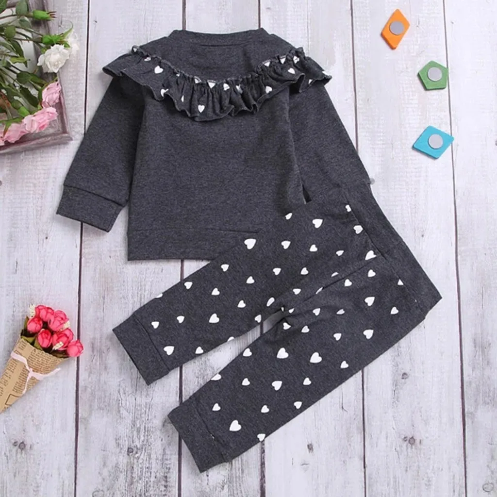 Осенняя Милая Одежда для маленьких девочек комплект из 2 предметов пуловер с