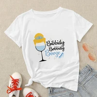 wine glass princess t shirt womens fashion design disney cinderella print t shirts short sleeve summer novelty style clothing