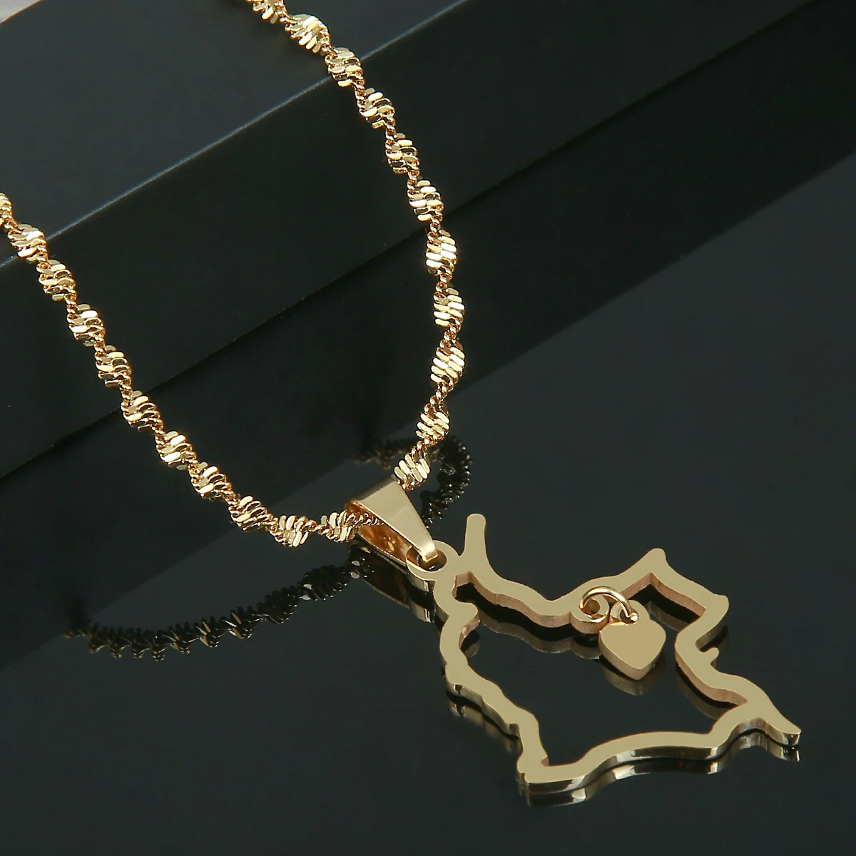 Ожерелье с подвеской в виде карты Колумбии из нержавеющей стали | Украшения и