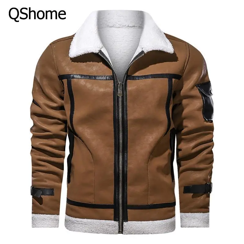 

Mens Casual Faux Fur Leather Jacket Eur/US Size Motorcycle PU Coats Winter Outerwear Men Fur Collar Jackets Male Brand Clothing