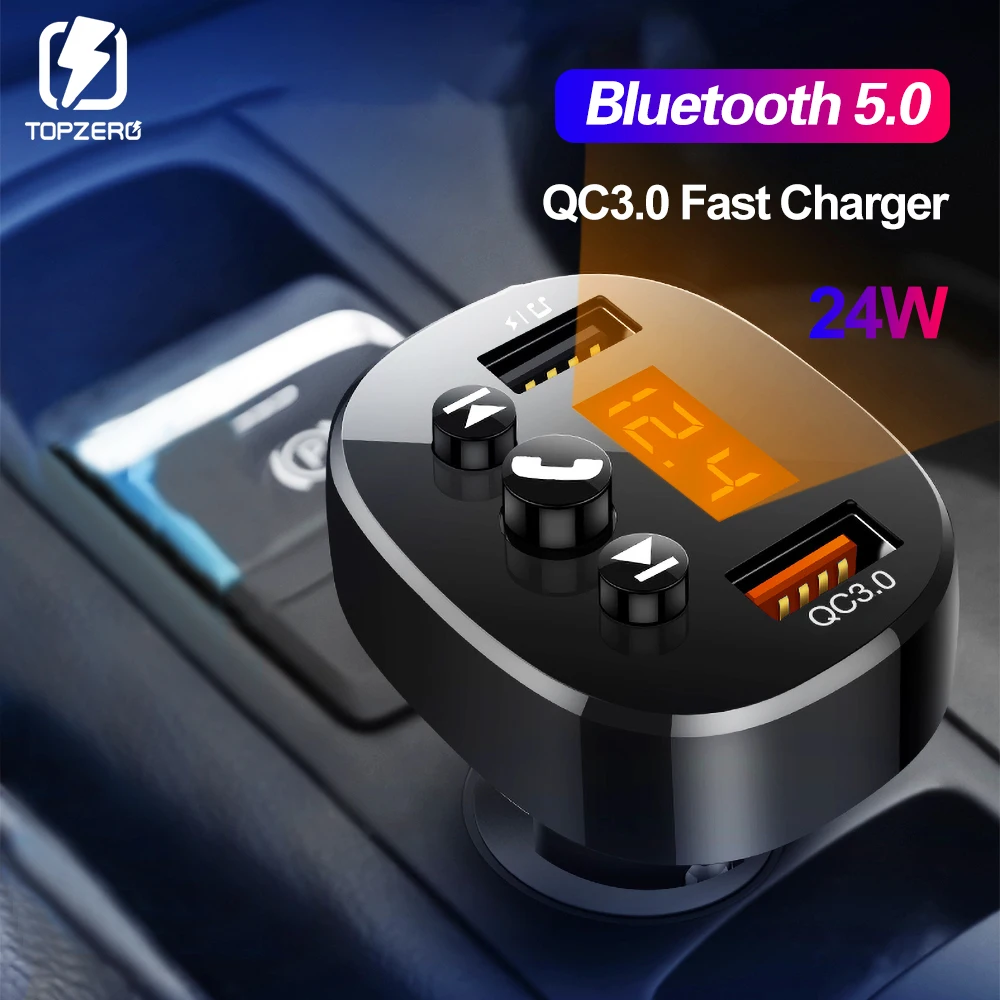 Автомобильное зарядное устройство USB QC 3 0 быстрая зарядка Bluetooth 5 FM передатчик