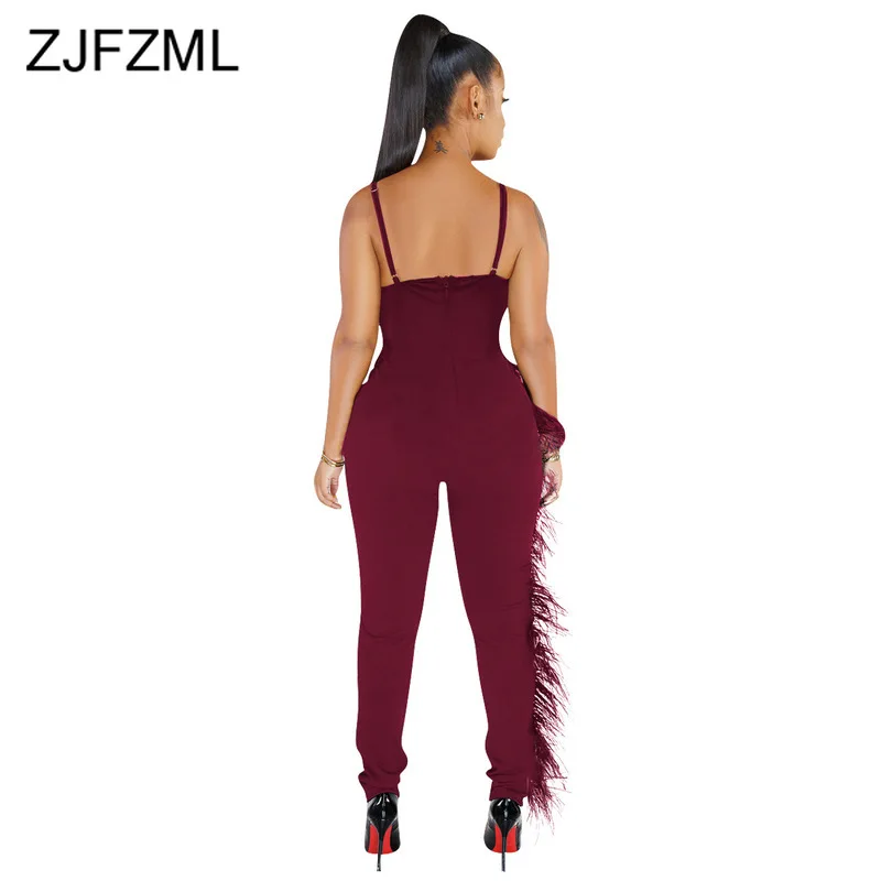 Женский комбинезон на бретелях спагетти с открытой спиной и боковыми