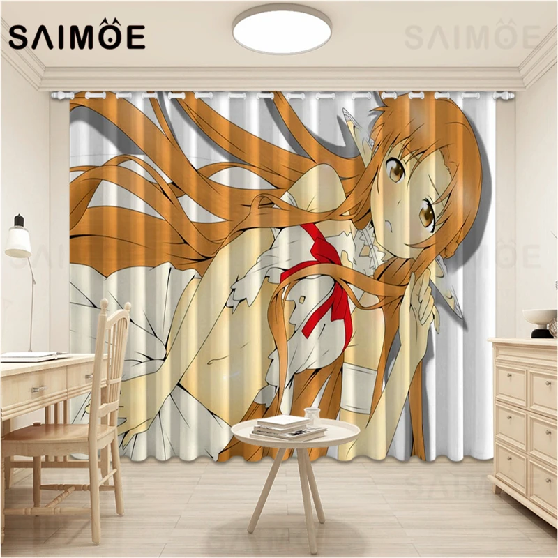 SAIMOE мультфильм аниме занавески для девочек меч искусство онлайн Гостиная Yuuki Asuna