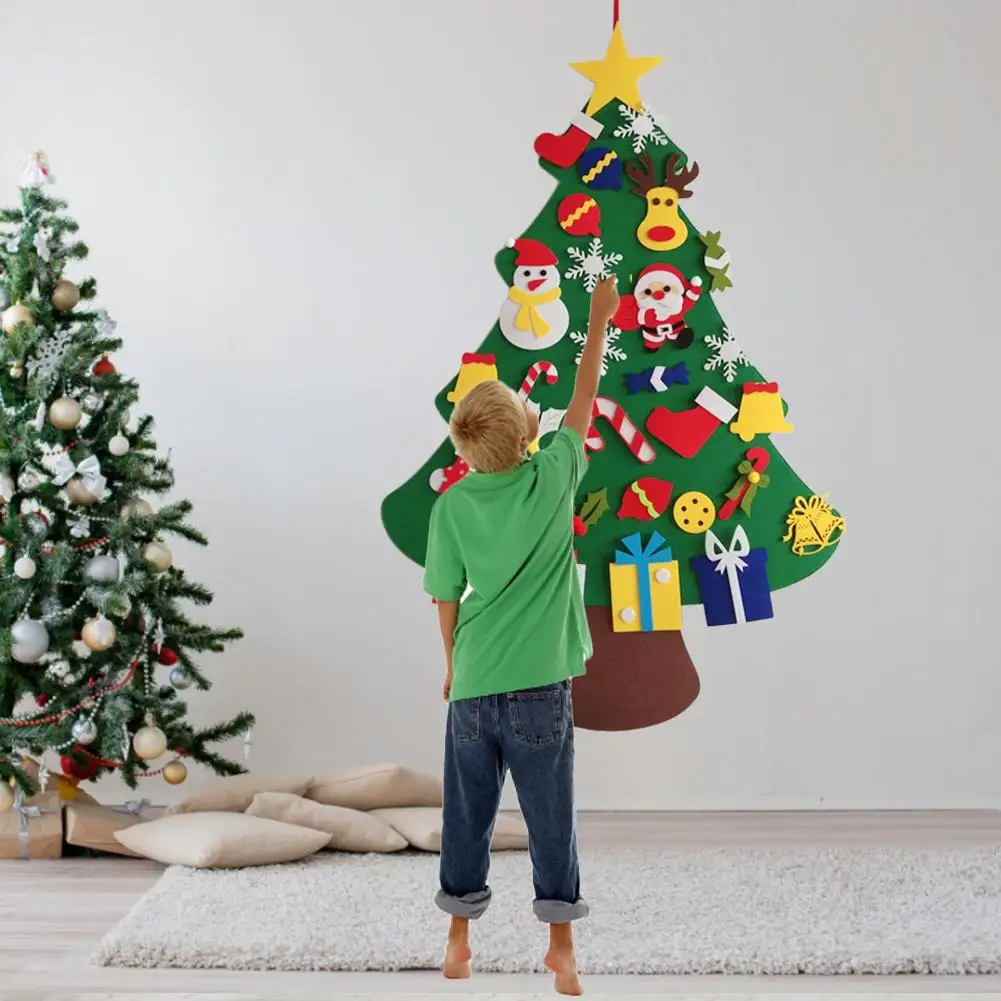 Детская фетровая Рождественская елка DIY игрушки с 30 шт. орнаментом детские