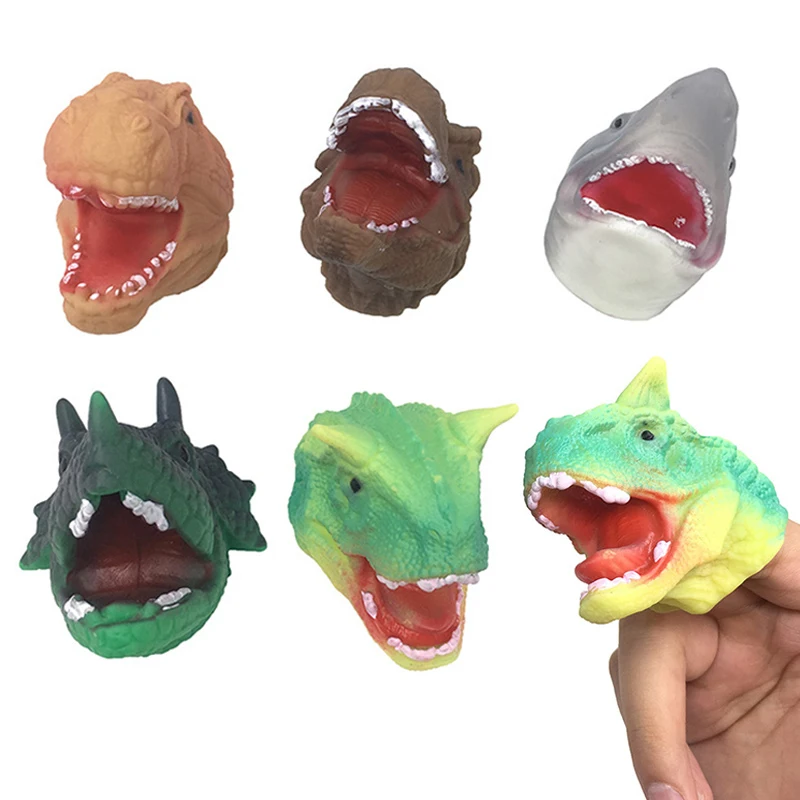 

1pcs Random Simulation Animals Dinosaur Head Fingers Puppets Set Parent-child Interaction Hand Dolls For Kids Story Telling Toys