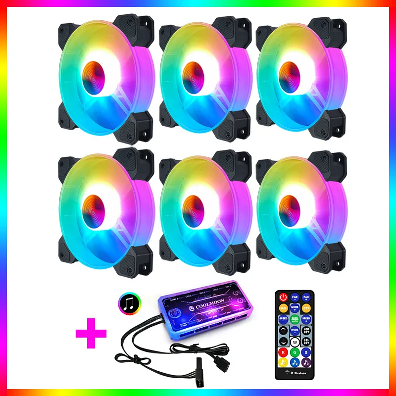 

Cool Moon Yuhuan RGB chassis fan 12cm desktop computer cooling fan phantom color changing solar eclipse silent fan