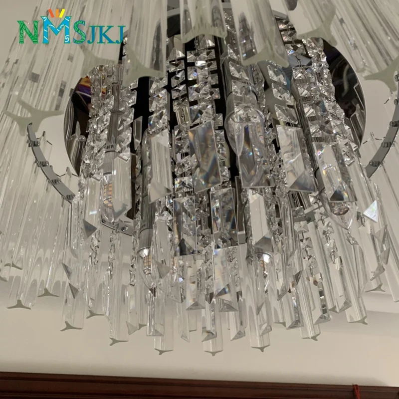 Modern LED Rectangular Transparent Crystal Chandelier Restaurant Home Decoration | Освещение