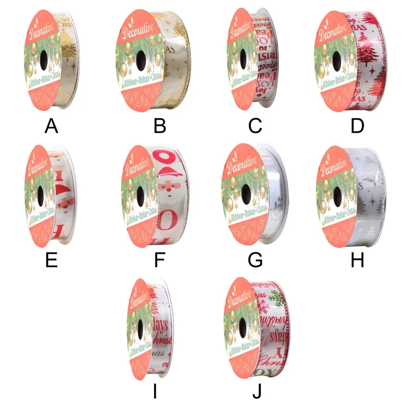 6 ярдов Рождественская лента с рисунком в рулонах для рождественского банта