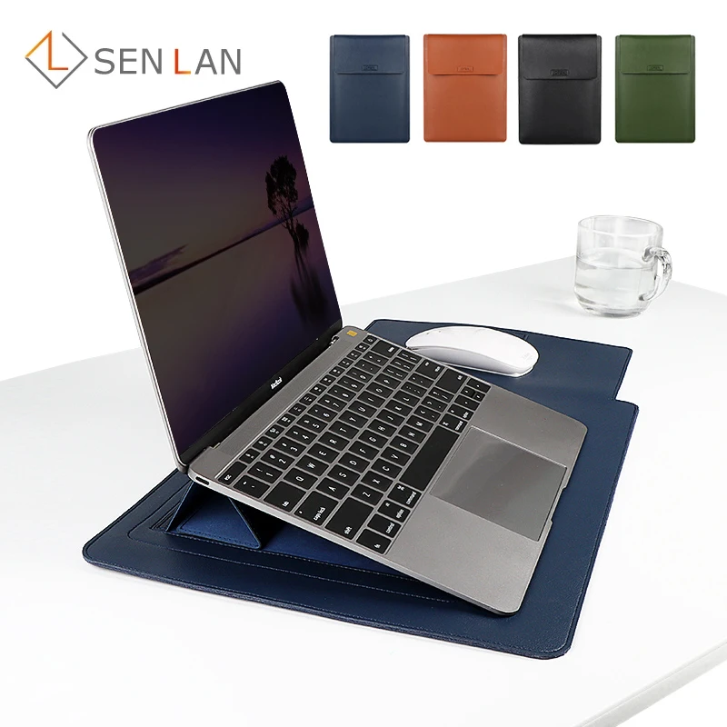 

Waterproof Laptop Bag 13.3 14.1 15.4 inch Notebook Case for Macbook Air Pro PU Leather Multipurpose Cover With Stand Mouse Pad