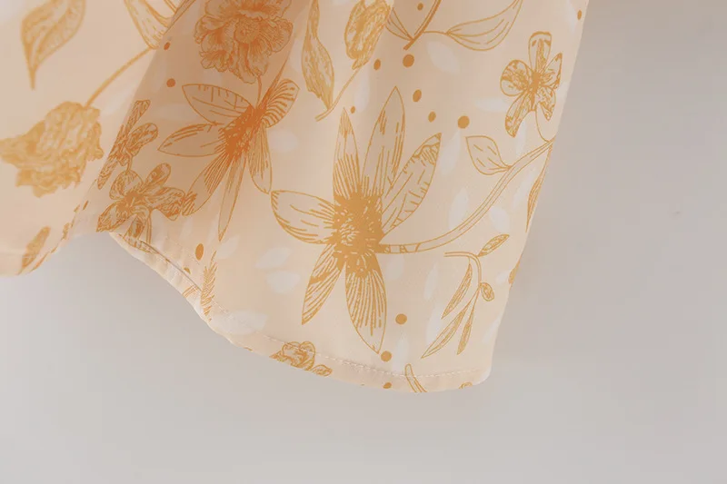 

Women Vintage V Neck Totem Orange Floral Print Midi Shirt Dress Chic Female Retro Casual Side Split Kimono Vestidos SS1052