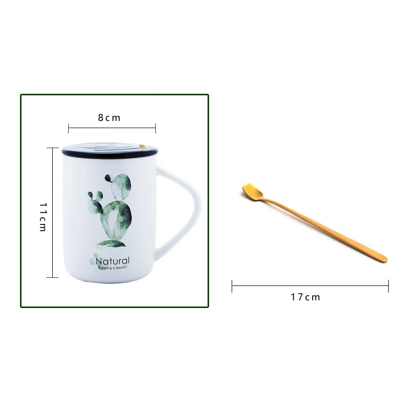 

Creative Ceramic Natural Plant Coffee Mug Large Capacity Drinkware with Lid Spoon High Temperature Resistance Couples Cups Gifts