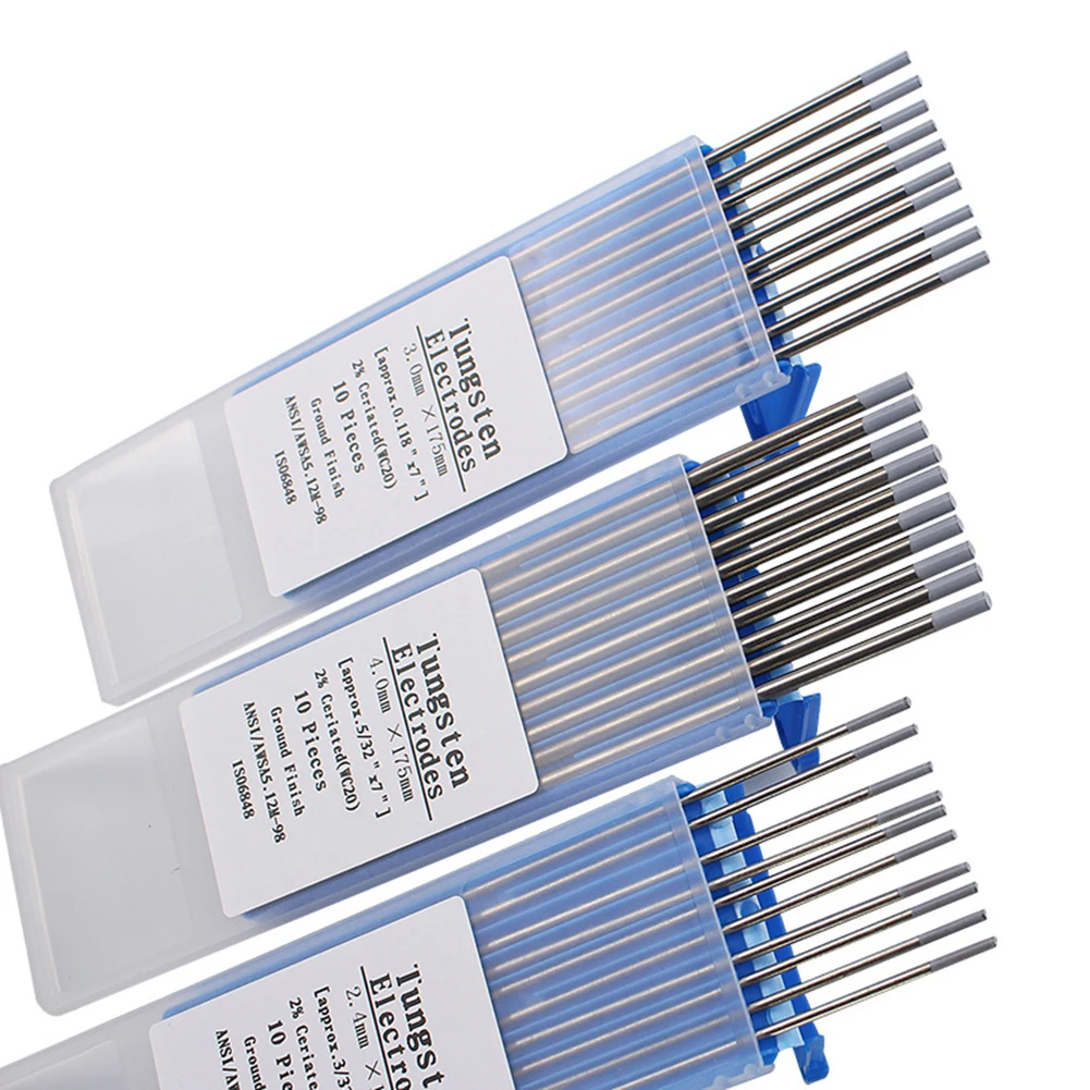 

10pcs WC20 Tungsten Electrode 1.0-4.0mm 175mm Argon Tungsten Electrode Welding Rods Set For Argon Arc TIG Welding Machine
