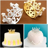 mini pearl crown cake topper cake decor birthday party wedding supplies ornament for wedding birthday party cake decorating tool