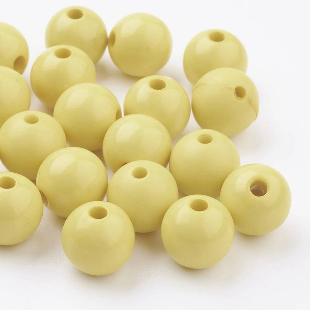

500 g Opaque Acrylic Beads Round Yellow Size: about 12mm in diameter hole: 2mm about 500pcs/500g