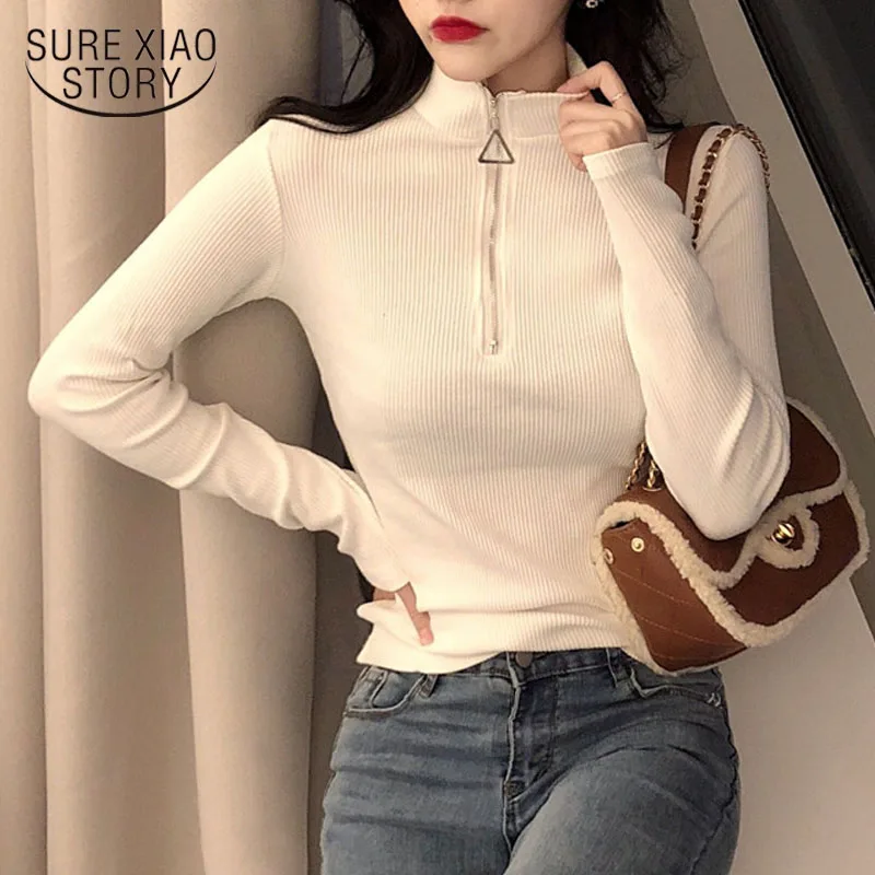 

Autumn Winter Knit Sweater Turtleneck Long Sleeve Sweater Korean Style Hong Kong Slim Solid Pullover Slim Fit Office Lady 11043