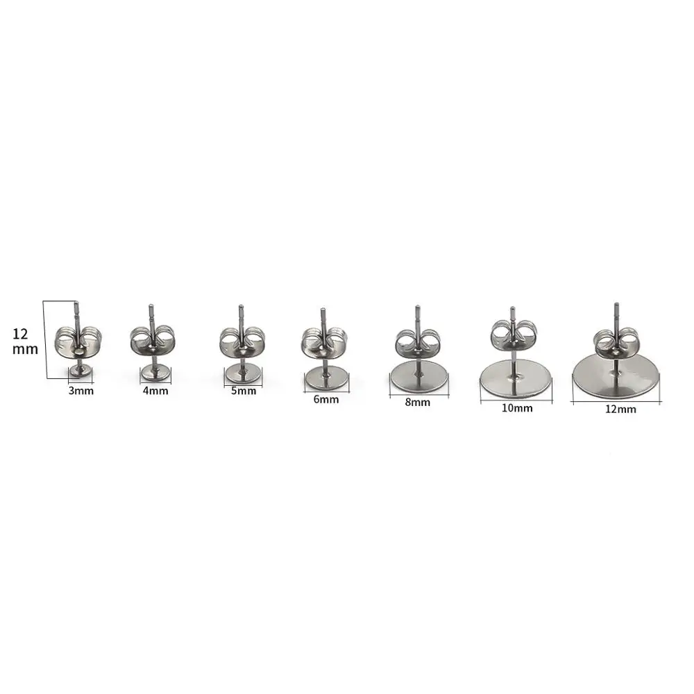 

20/100pcs/lot Gold Stainless Steel Blank Post Earring Studs Base Pins With Earring Plug Findings Ear Back For DIY Jewelry Making