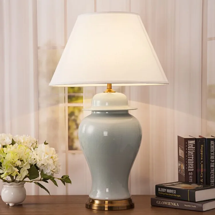 

American Simple Modern Ceramic Table Lamp For Living Room Study Bedroom Bedside Lamp Light Luxury Home Decorative Night Light