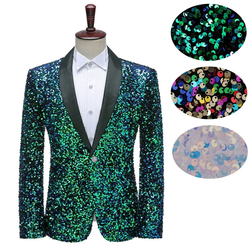

2021 Men's dress three-dimensional sequins color flashing bar nightclub stage performance suit host singer color jacket