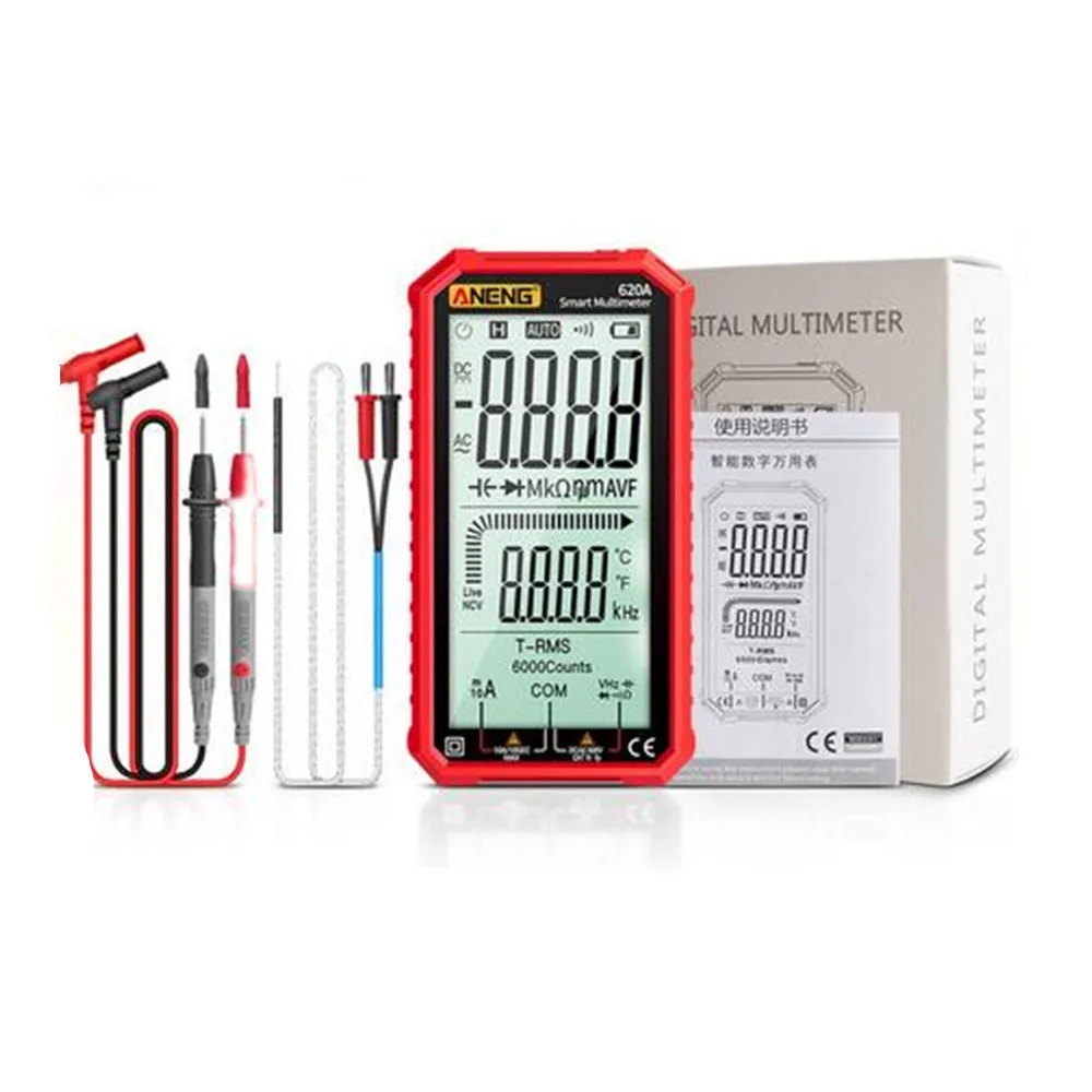 

620A Digital Smart DC/AC Voltage Multimeter Testers 6000 Counts True RMS Auto Electrical Capacitance Meter Temp Resistance