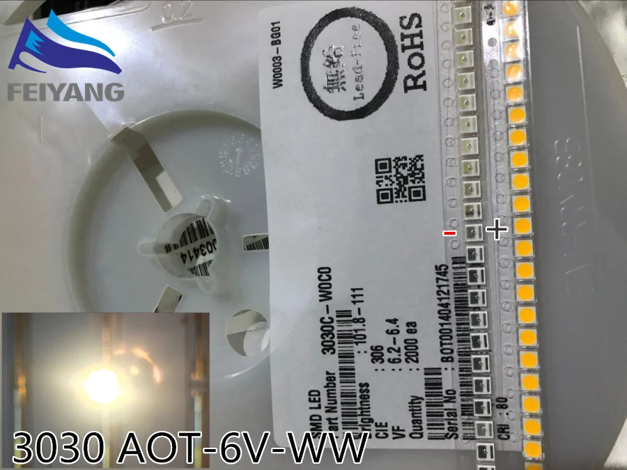 500 шт./лот AOT LED SMD 3030 теплый белый 6 в двойной чип диод EMC применение освещения|Диоды|