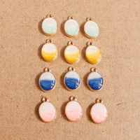 10pcs 1015mm colorful enamel oval charms pendants for making fashion necklaces drop earrings keychain diy jewelry findings