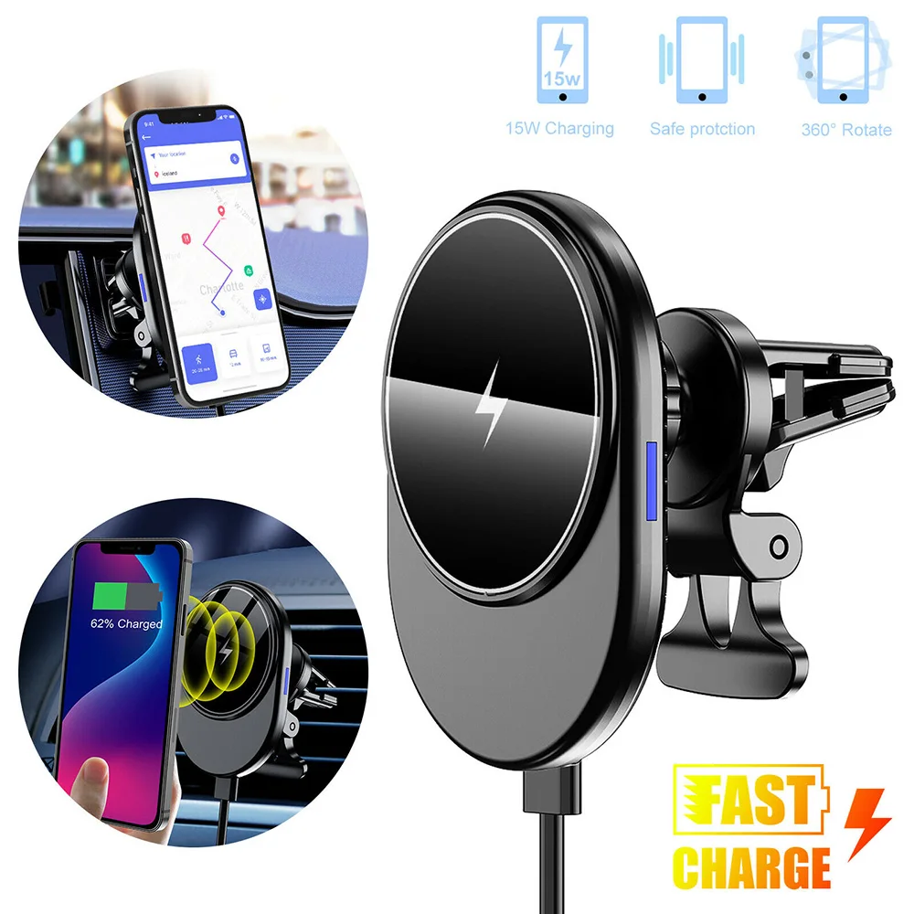 

10/15 Вт магнитный автомобильный держатель для беспроводного зарядного устройства вращающийся на 360 ° держатель для телефона Type-C с быстрой за...