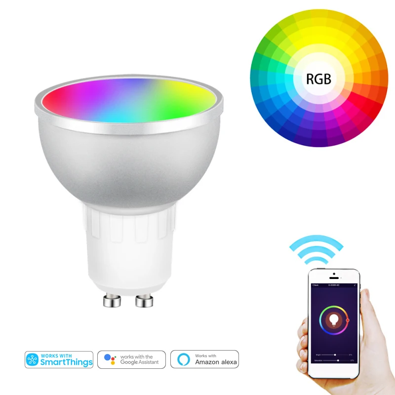 

5W WiFi Smart Dimmable Color Changing LED Light Bulb RGBCW Voice Control White+RGB Lamp Works With Alexa &Google Home