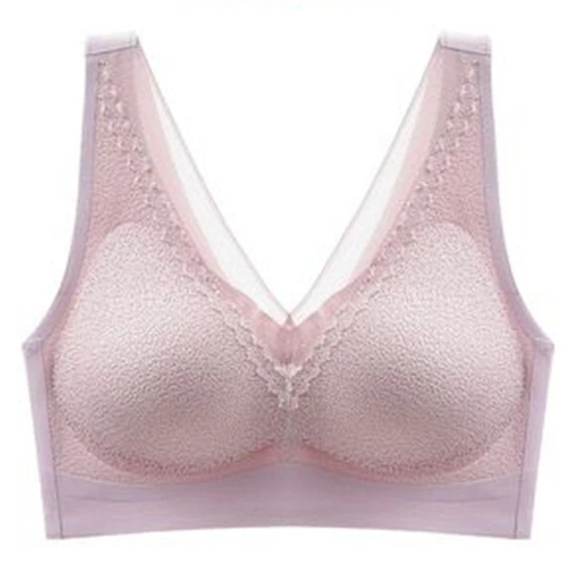 

Thai Latex Seamless Bra Wire Free Lace Woman Bra Push Up Plus Size M-2XL Padded Candy Color Sexy Super Soft Underwear