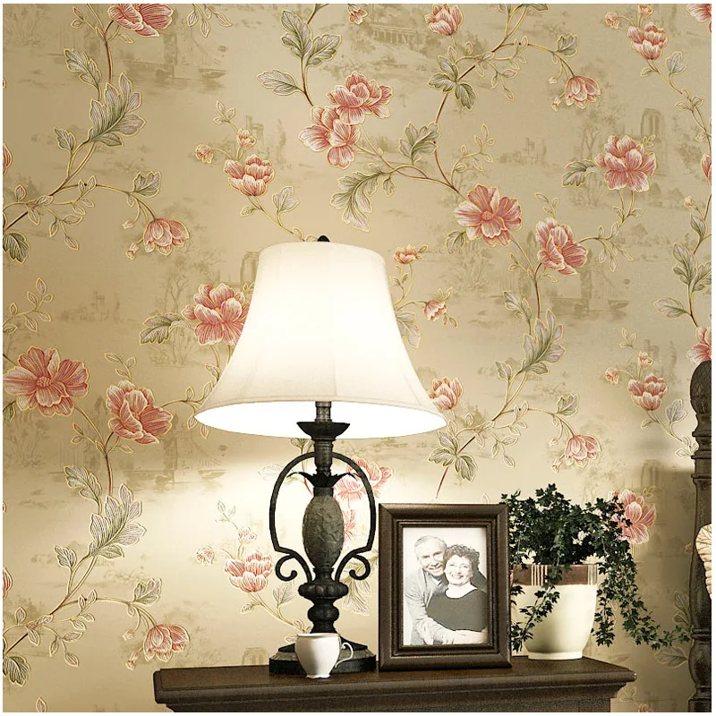 

American-Style Rural Non-Woven Wallpaper Small Floral Bedroom Hotel Project Special Clearance Wallpaper